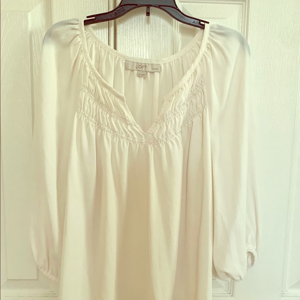 Ann Taylor Loft Ivory Peasant Blouse